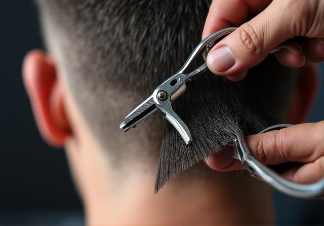 Detalle de corte de pelo profesional